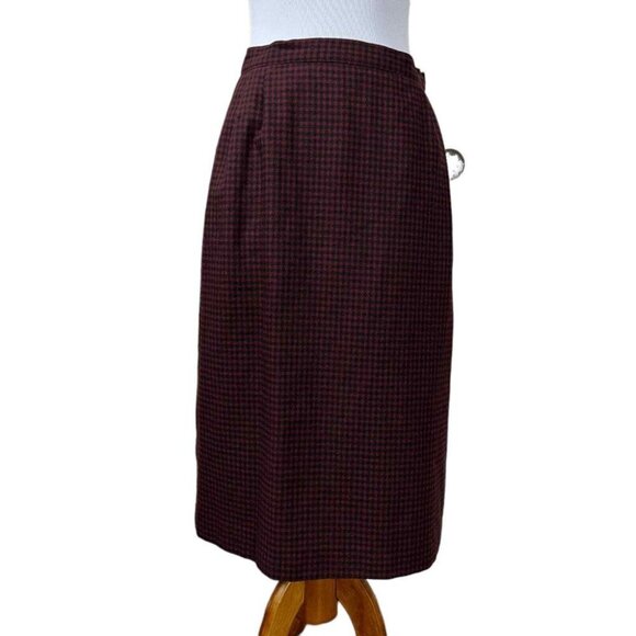 Peabody House VTG 11/13 MDN 8/10 Wool Blend Houndstooth Plaid Midi Skirt career - Picture 2 of 7